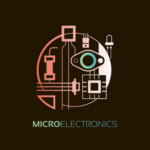 电子元器件标志与象征的设计 融合无线电市场、芯片间专门店与互联网创意